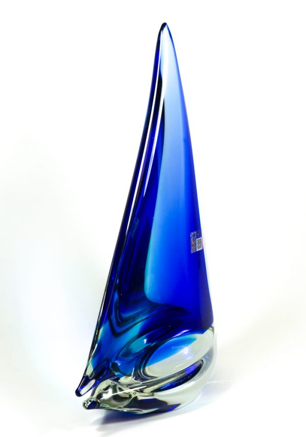 Barca A Vela Grande Blu In Vetro Murano - Made Murano Glass