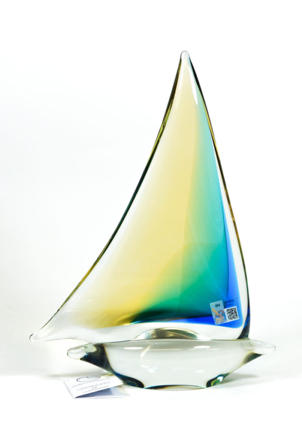 Murano Glass Sailboat Amber - Made Murano Glass