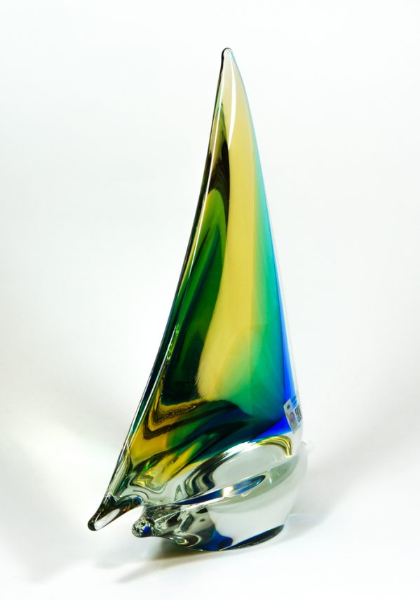 Murano Glass Sailboat Amber - Made Murano Glass