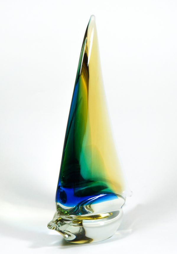 Murano Glass Sailboat Amber - Made Murano Glass