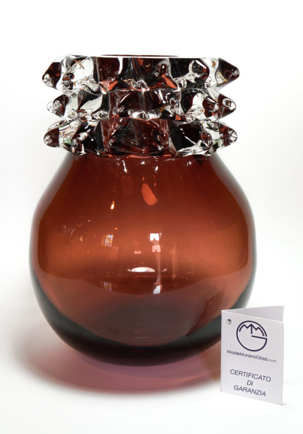 Hard Rock - Murano Glass Vase Rostrato Tobacco - Murano Art