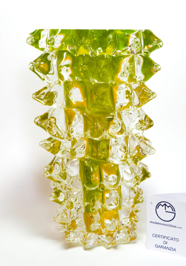 Murano Glass Vase Rostrato Yellow - Medium Size