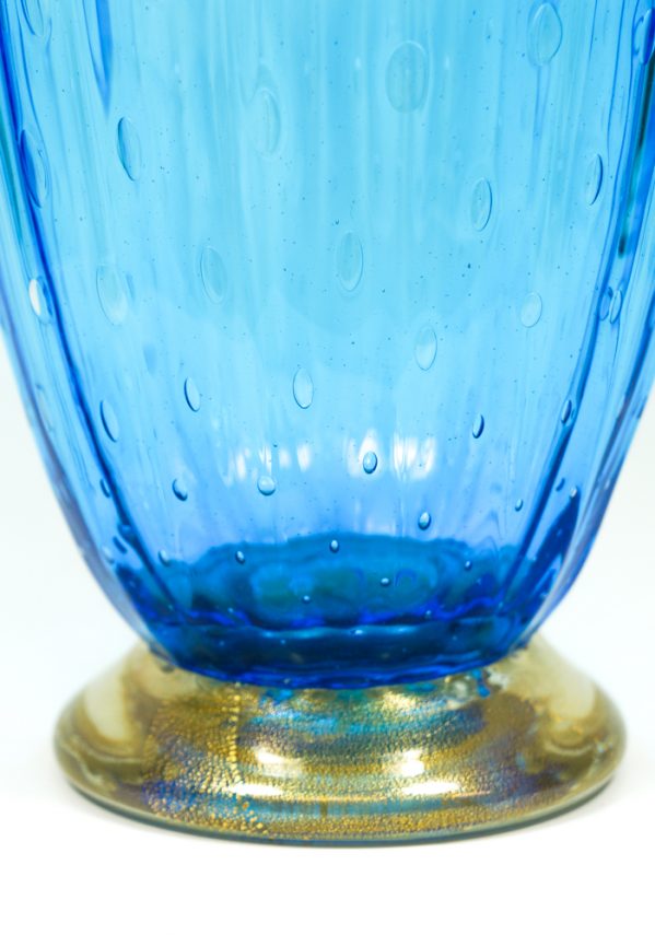 Splash - Murano Glass Vase Balloton Sea Water And Gold Leaf