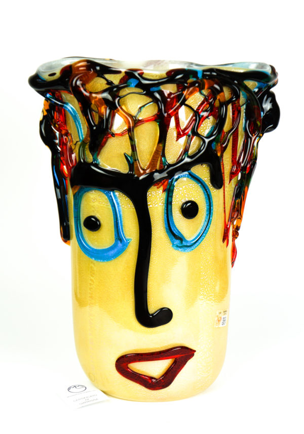 Vase Tribute To Pablo Picasso White Silver Leaf