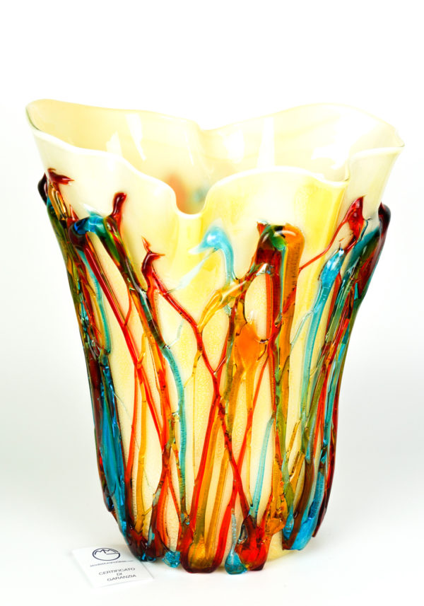 Avory - Exclusive White Silver Leaf Glass Vase