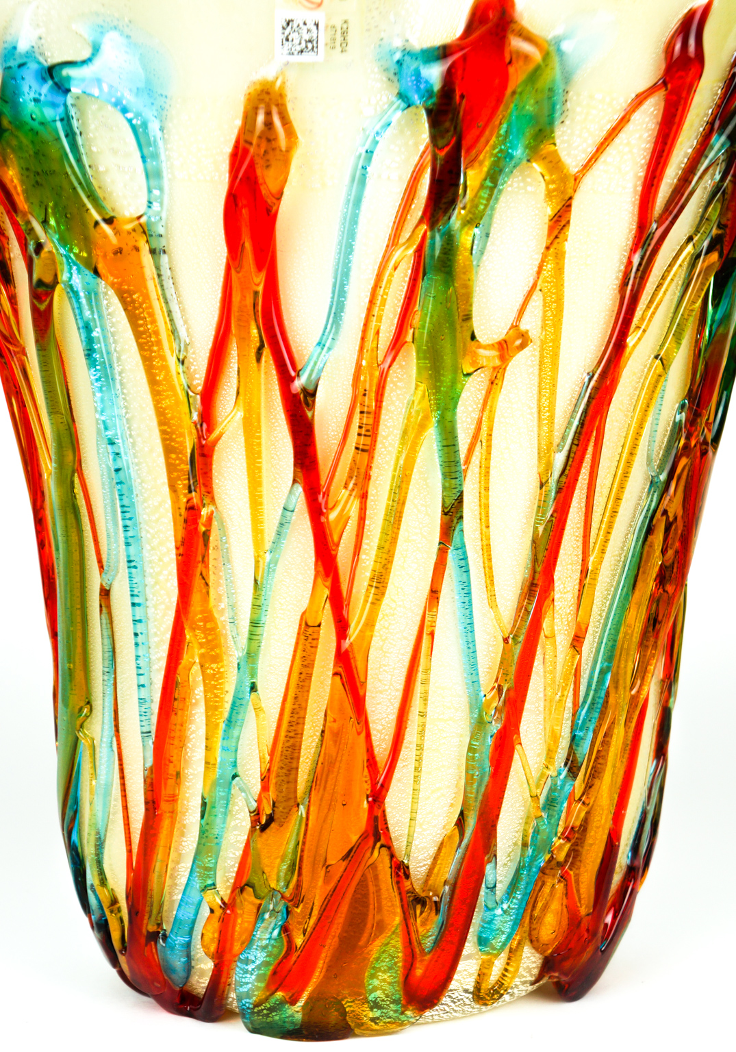 Avory Exclusive White Silver Leaf Glass Vase Made Murano Glass