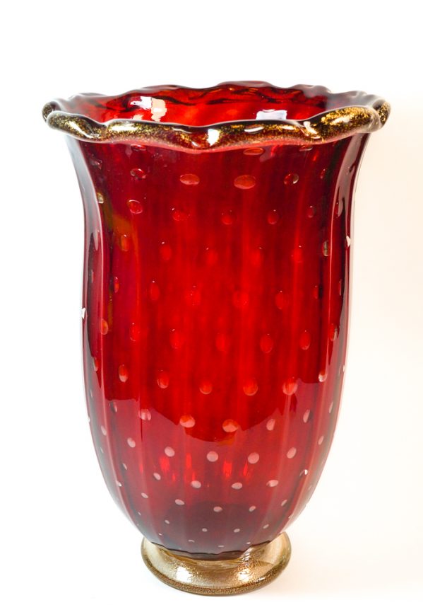 Mexico - Murano Glass Vase Balloton Red Gold