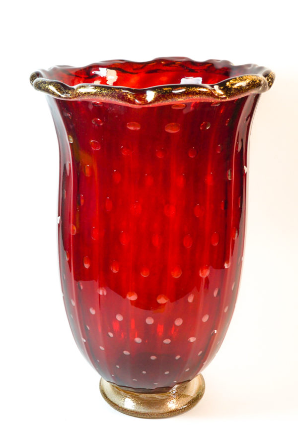 Mexico - Murano Glass Vase Balloton Red Gold