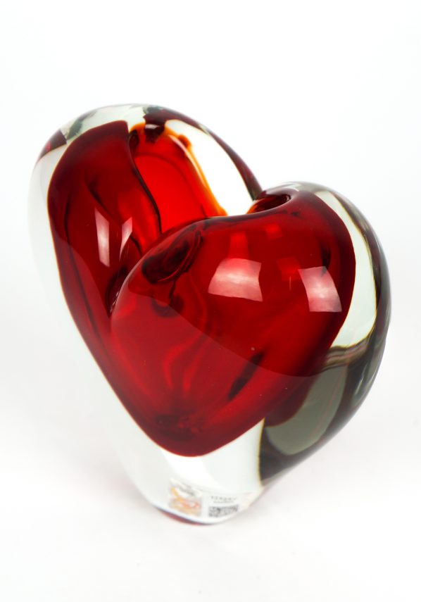 Scultura Vaso Cuore Rosso Sommerso - Made Murano Glass