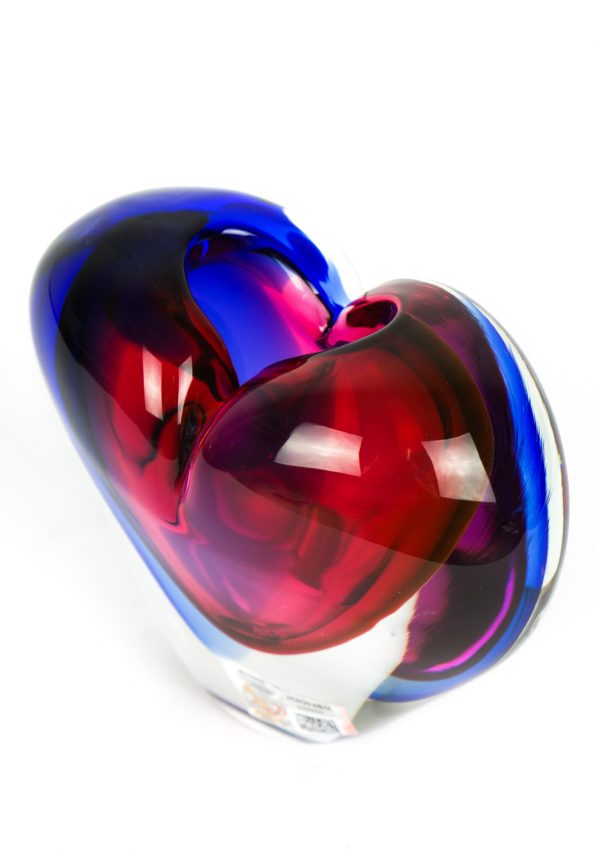 Heart Blue Rubin Sculpture - Made Murano Glass