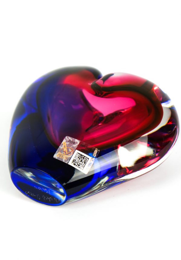 Heart Blue Rubin Sculpture - Made Murano Glass