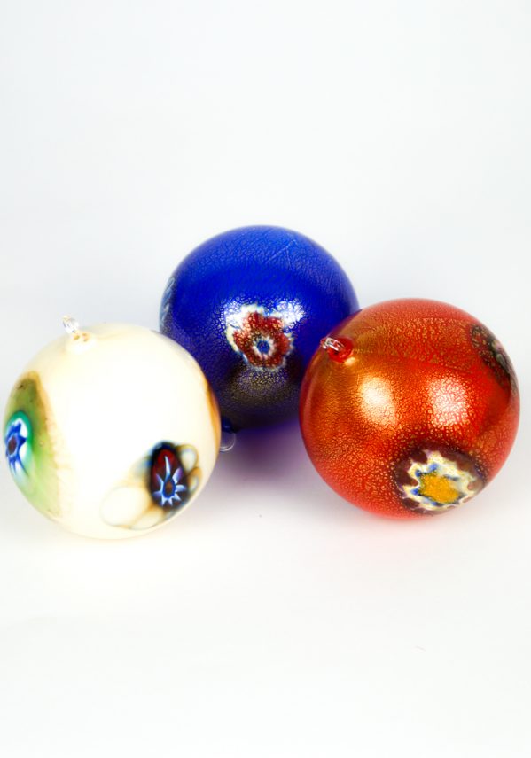 3 Xmas Balls In Venetian Blown Glass
