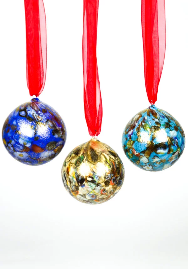 3 Murano Glass Xmas Balls