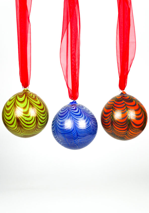 3 Christmas Balls In Venetian Blown Glass