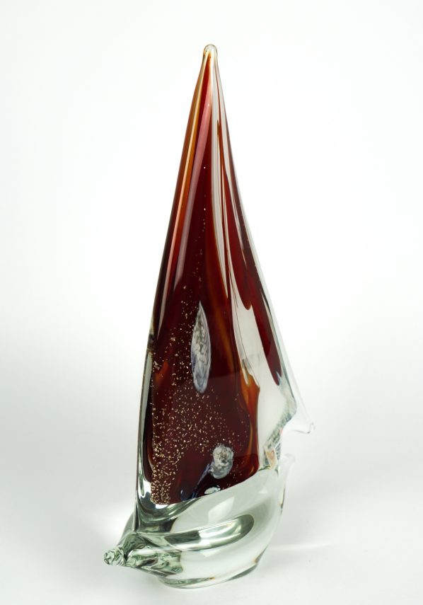 Barca A Vela Media Calcedonio Rosso - Made Murano Glass
