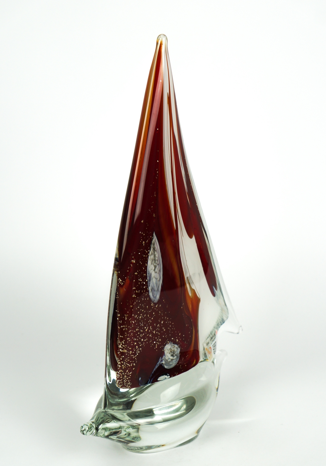 Barca A Vela Media Calcedonio Rosso - Made Murano Glass