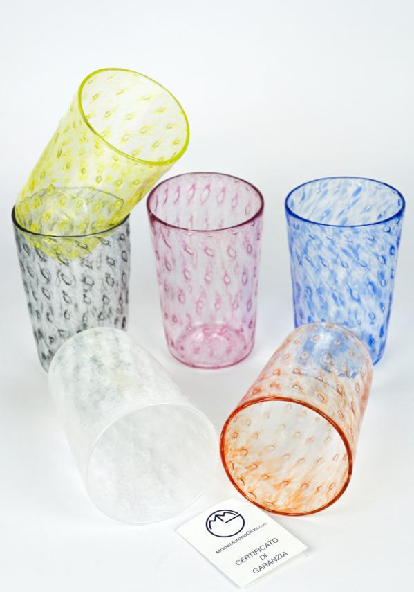Lipari - Set Di 6 Bicchieri Conici In Vetro Soffiato