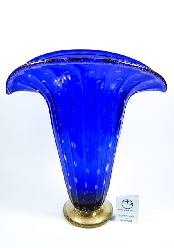 Marine - Murano Glass Vase Balloton Blue Gold