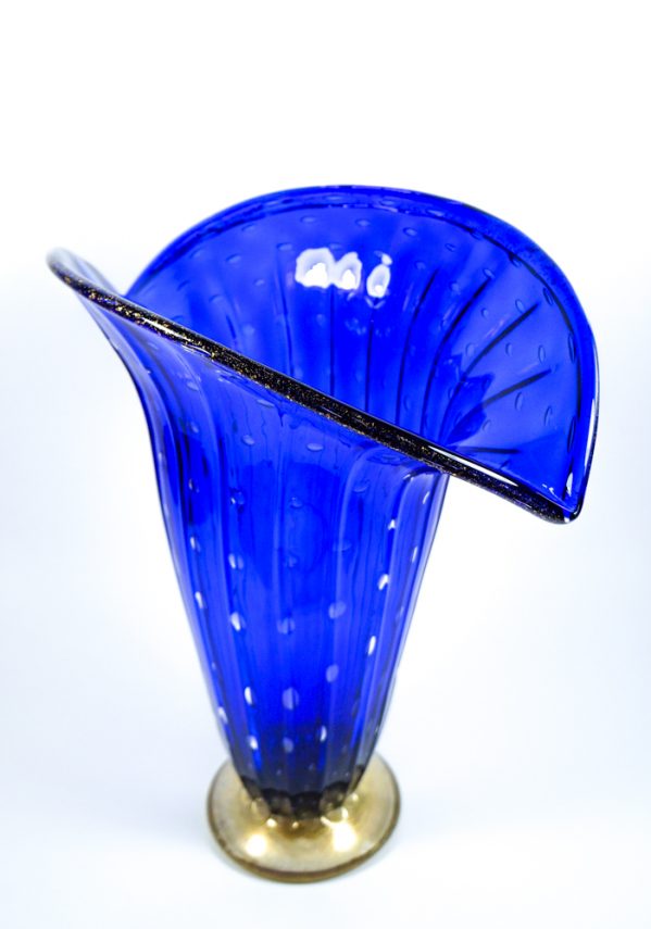 Marine - Murano Glass Vase Balloton Blue Gold