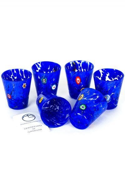 Miry – Set Of 6 Murano Liqueur Drinking Glasses Blue