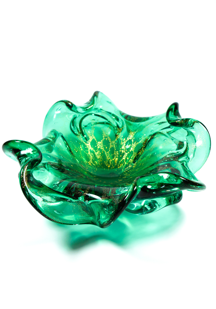 Green And Golden Murano Glass Bowl