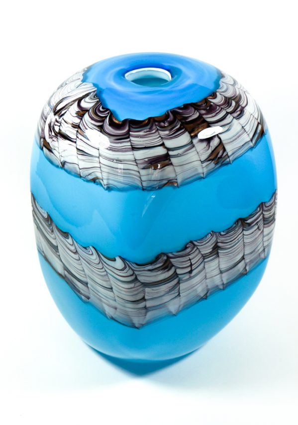 Lace - Sea Water White Venetian Glass Vase - Made Murano Glass