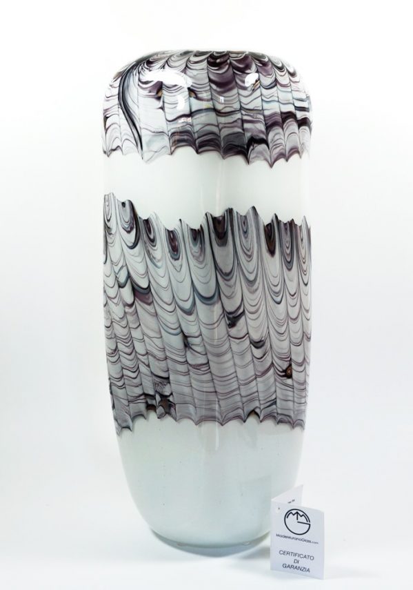 Lace - White Venetian Glass Vase - Made Murano Glass