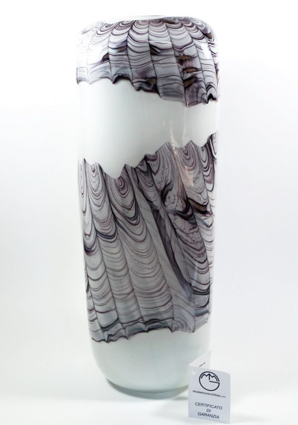Lace - White Venetian Glass Vase - Made Murano Glass