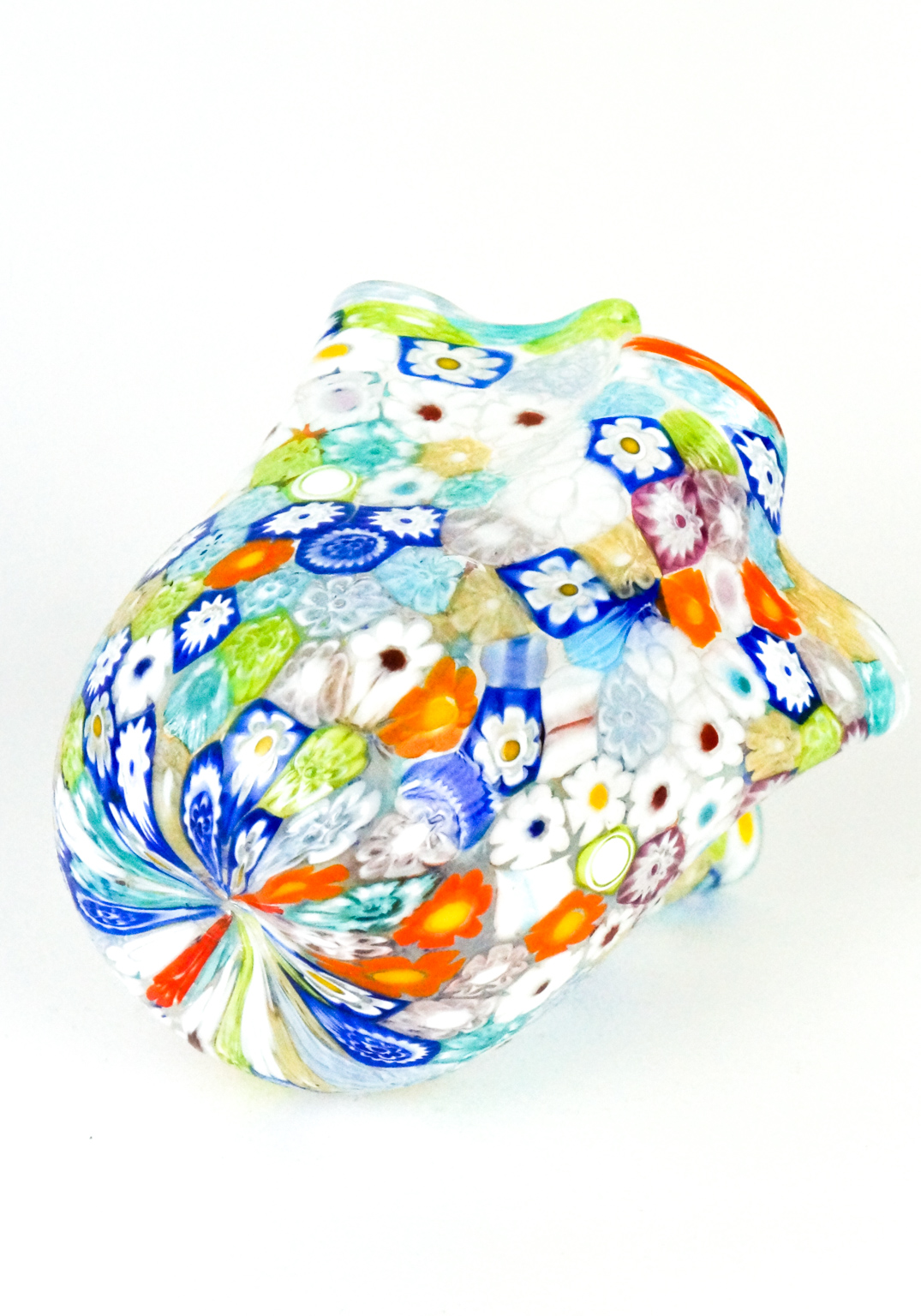 Murano Handkerchief Vase Harlequin Murrina Millefiori - Made Murano Glass