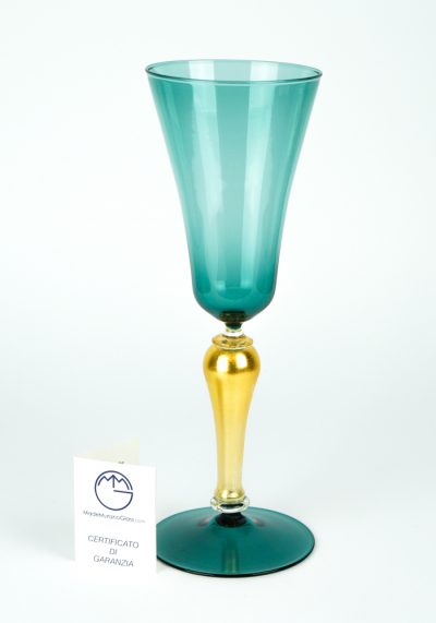 Dama – Venetian Glass Green Goblet – Murano Wine Glasses