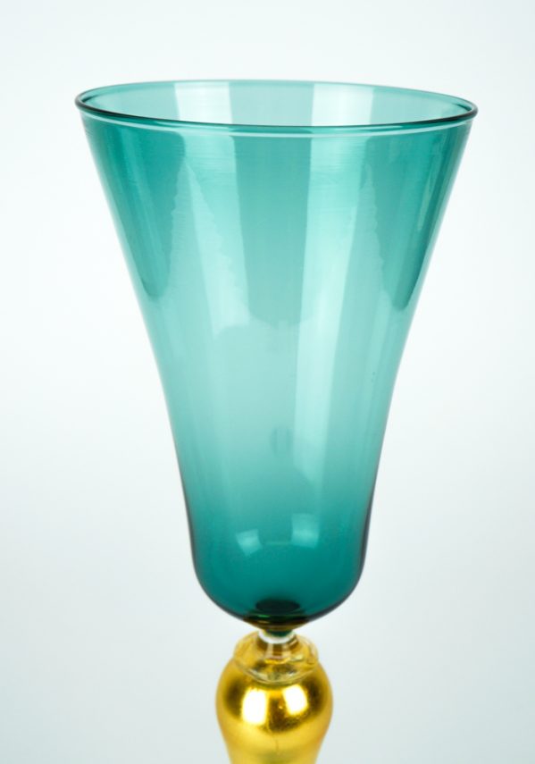 Dama - Venetian Glass Green Goblet - Murano Wine Glasses