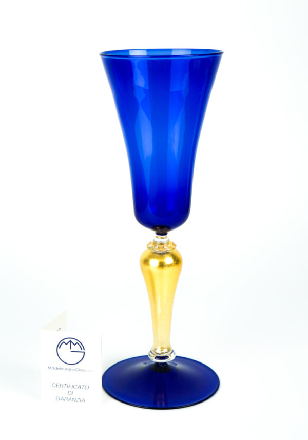 Re Artu' - Venetian Glass Blue Goblet - Murano Wine Glasses