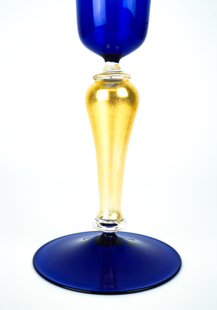 Re Artu' - Venetian Glass Blue Goblet - Murano Wine Glasses