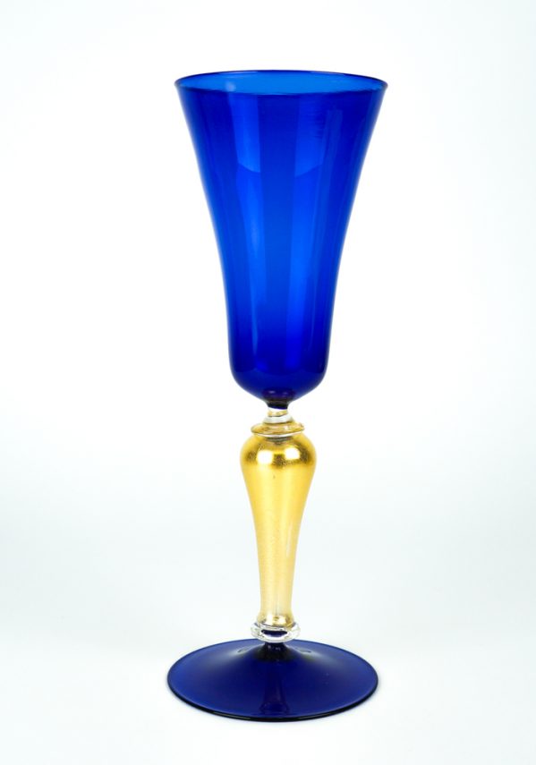 Re Artu' - Venetian Glass Blue Goblet - Murano Wine Glasses
