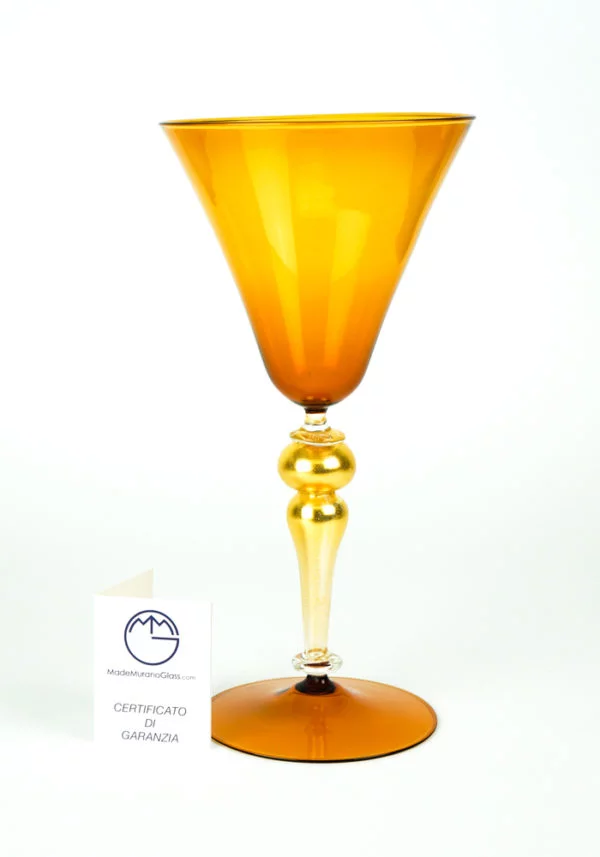 Arena - Venetian Glass Amber Goblet - Murano Wine Glasses