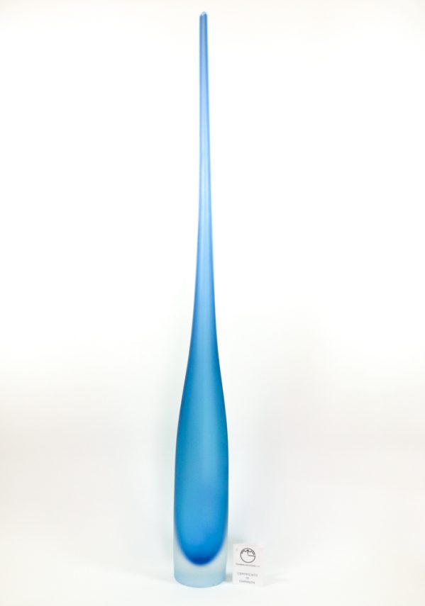 Flute - Vaso Di Murano Vetro Acquamare Satinato - Made Murano Glass