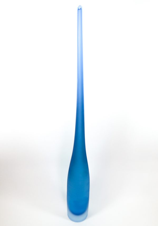Venetian Blown Glass Flute Vase Sea Water - Made Murano Glass