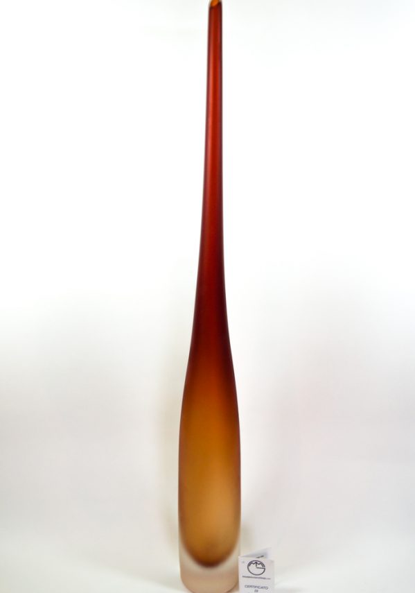 Venetian Blown Glass Flute Vase Red - Made Murano Glass