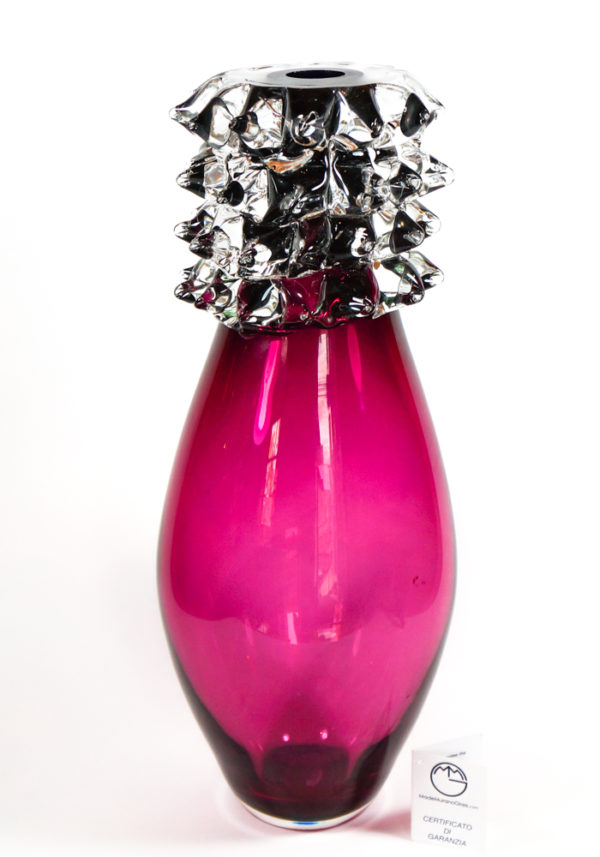 Exclusive Murano Glass Vase Rostrato Amethyst - Made Murano Glass
