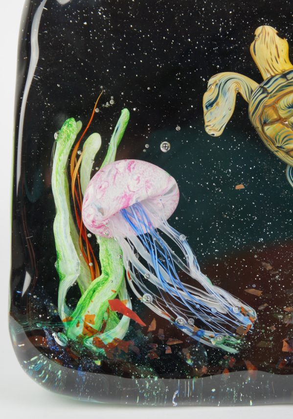 Murano Glass Aquarium Turtle And Jellyfish - Made Murano Glass