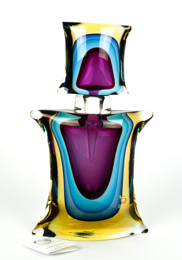 Denise - Bottiglia Porta Profumo Con Tappo Sommerso - Made Murano Glass