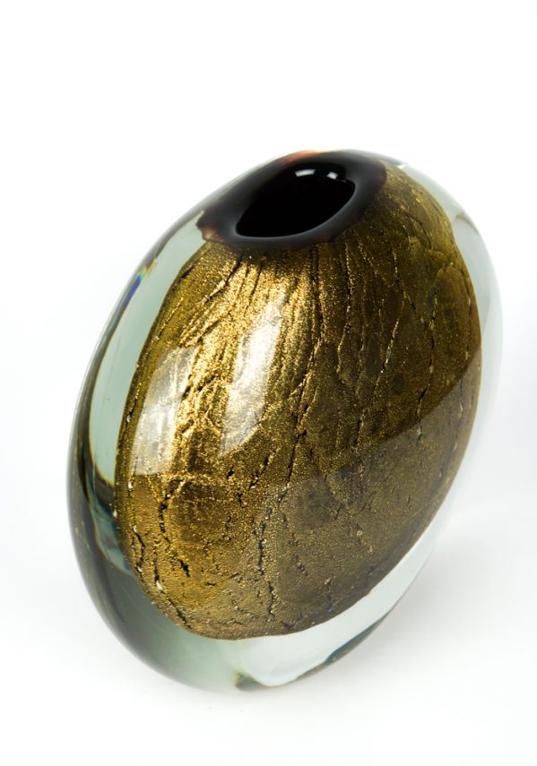 Luxe - Venetian Blown Glass Vase Black And Gold