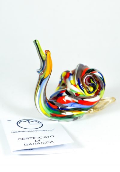 Murano Glass Animal Snail With Mace Multicolor And Gold – Made Murano Glass
