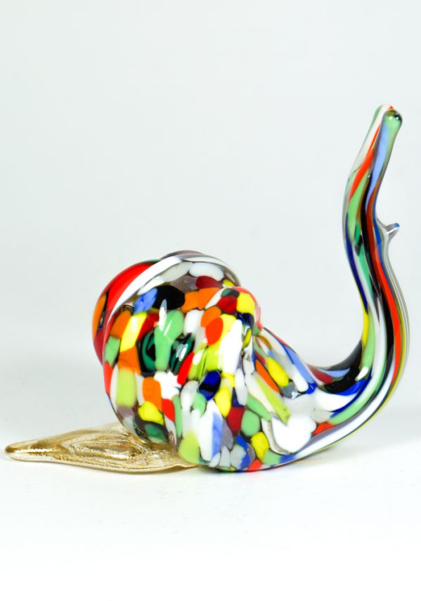 Murano Glass Animal Snail With Mace Multicolor And Gold - Made Murano Glass