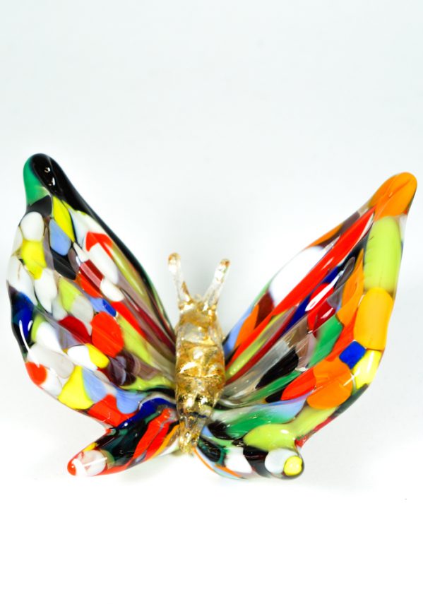 Farfalla Vetro Murano Con Mace Multicolor