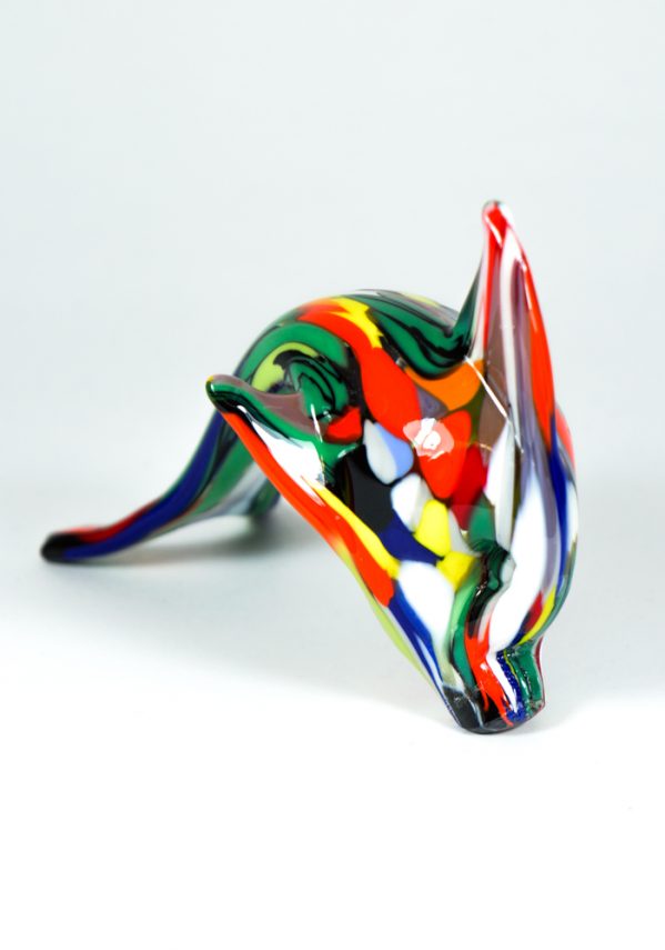 Murano Glass Fish Dolphin With Mace Multicolor And Gold - Made Murano Glass