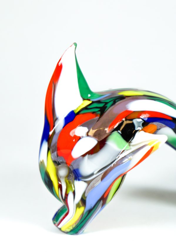Murano Glass Fish Dolphin With Mace Multicolor And Gold - Made Murano Glass