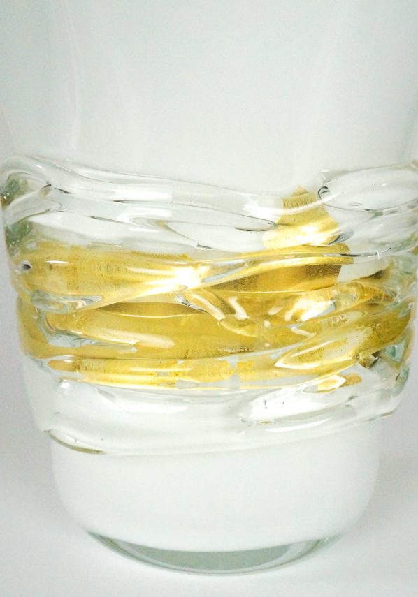 Orodory - Exclusive White Glass Vase With Real Gold Leaf 24k