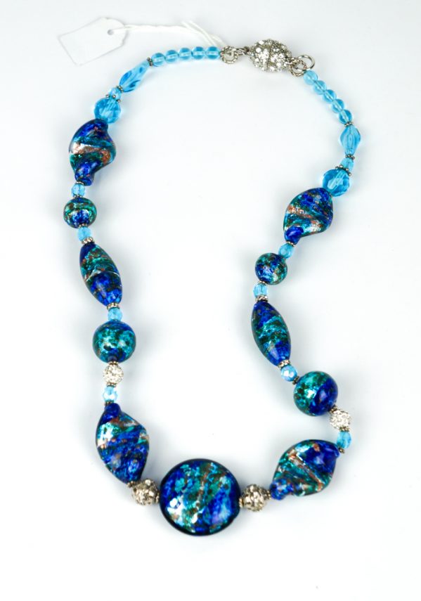 Christmas Gift under 130-Layered Chain Murano Glass Necklace-Love Gift Idea-Elegant Jewelry-Unique Handmade Jewelry-Made With Love Jewelry