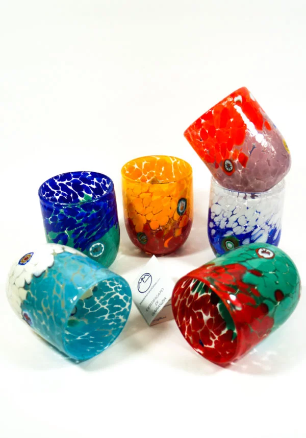 Rainbow - Set Of 6 Murano Drinking Glasses - "Goto De Fornasa"
